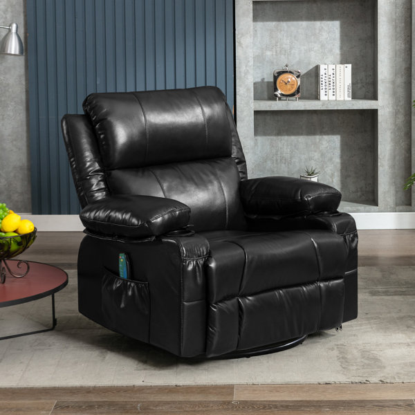 Latitude Run® Leonie Faux leather Swivel Recliner Chair with Heated and Massage Wayfair